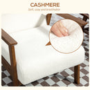 HOMCOM Boucle Accent Chair Armchair W/ Wide Seat For Living Room Bedroom - White/Grey