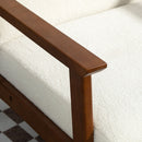 HOMCOM Boucle Accent Chair Armchair W/ Wide Seat For Living Room Bedroom - White/Grey