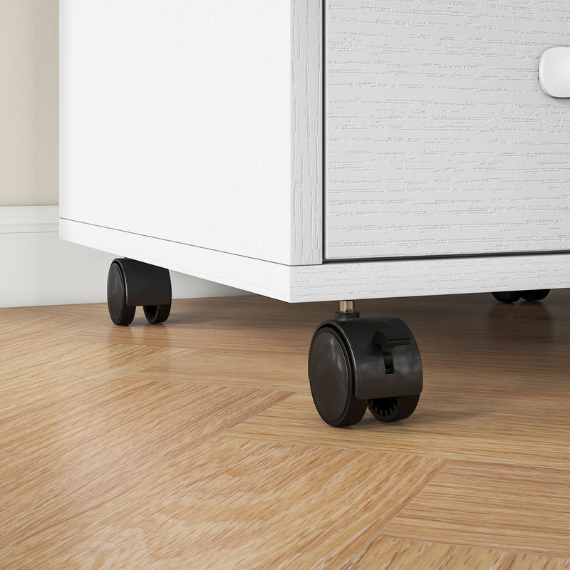 3 Drawer Rolling File Cabinet with Wheels Under Desk Mobile Filing Cabinet White