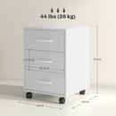 3 Drawer Rolling File Cabinet With Wheels Under Desk Mobile Filing Cabinet - Black/White