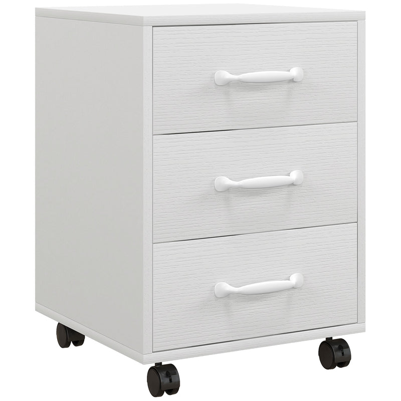 3 Drawer Rolling File Cabinet with Wheels Under Desk Mobile Filing Cabinet White