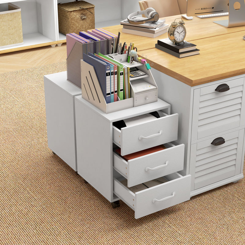 3 Drawer Rolling File Cabinet with Wheels Under Desk Mobile Filing Cabinet White