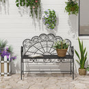 Outsunny Garden Bench, Metal Outdoor Patio Garden Loveseat, Black