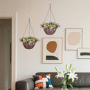 HOMCOM Artificial Flowers In Basket Set Of 2 With 75 Leaves And 15 Flowers