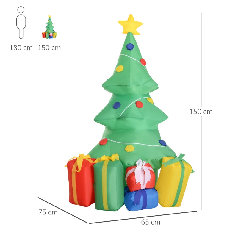 HOMCOM 5ft Inflatable Christmas Tree - Green