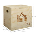 HOMCOM 3-in-1 Wooden Plyo Box for Home Gym, Workout Training, Natural