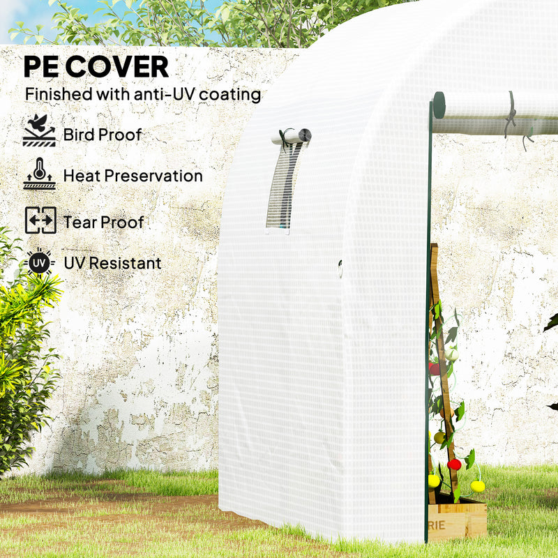 Outsunny 1.8 x 1.8 x 2m Polytunnel Greenhouse with Doors and Mesh Windows