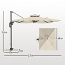Outsunny 3.7 X 2.7 M Cantilever Parasol W/ 360° Rotation