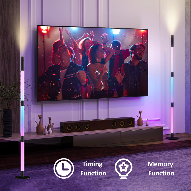 HOMCOM LED Floor Lamp, Corner Floor Lamp App & Remote Control Dark Grey