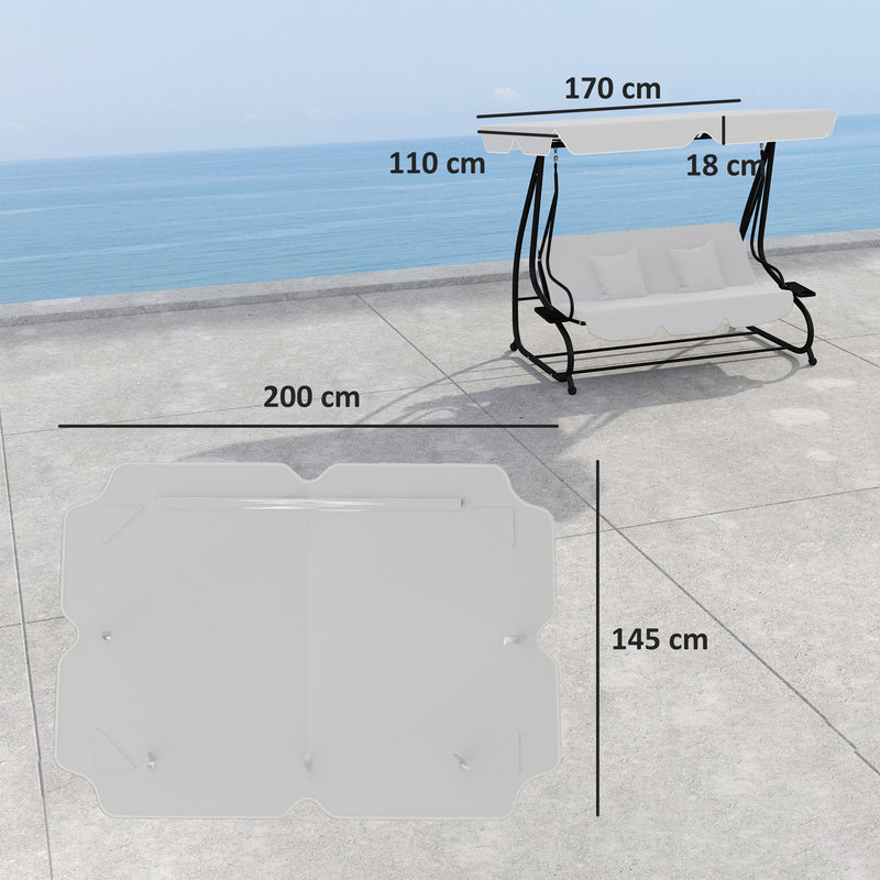 Outsunny Waterproof Garden Swing Canopy Replacement 3 Seater