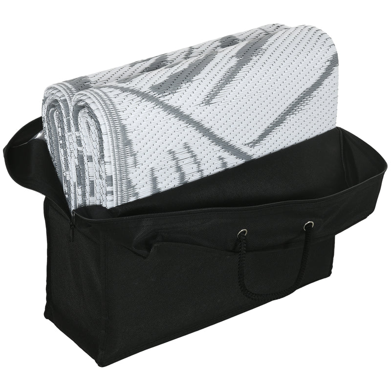 Outsunny Reversible Waterproof Outdoor Rug W/ Carry Bag, 182 X 274cm, Grey