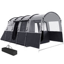 Outsunny 8-Person Camping Tent Tunnel Design with 4 Large Windows Dark Grey
