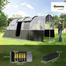 Outsunny 8-Person Camping Tent Tunnel Design with 4 Large Windows Dark Grey