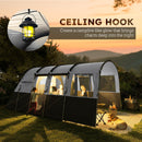 Outsunny 8-Person Camping Tent Tunnel Design with 4 Large Windows Dark Grey