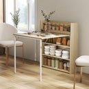 HOMCOM Folding Dining Table, Kitchen Table with Shelves Oak Wood Effect