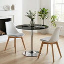 HOMCOM Round Bar Table, Dining Table With Tempered Glass Top And Steel Frame