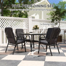 Outsunny Garden Dining Set, Glass Table w/ Umbrella Hole