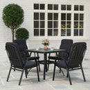 Outsunny Garden Dining Set, Glass Table w/ Umbrella Hole