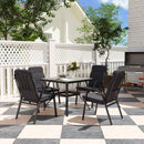 Outsunny Garden Dining Set, Glass Table w/ Umbrella Hole