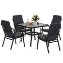 Outsunny Garden Dining Set, Glass Table w/ Umbrella Hole