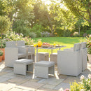 Outsunny 8 Seater Cube Rattan Garden Dining Set with Cushions, Light Grey