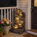 Outsunny Outdoor Fountain with LED Lights, Cascading Waterfall Feature