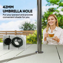 Outsunny Garden Dining Table with Steel Frame and Slatted Top, Light Grey