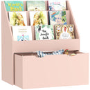 AIYAPLAY Kids Bookcase W/ 3 Tier Shelves, Drawer, For Bedroom, Nursery, Pink
