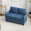 HOMCOM Modern 2 Seater Sofa With Spring Cushion, Back Pillow - Blue/Grey