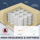 HOMCOM Modern 2 Seater Sofa With Spring Cushion, Back Pillow - Blue/Grey