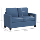 HOMCOM Modern 2 Seater Sofa With Spring Cushion, Back Pillow - Blue/Grey