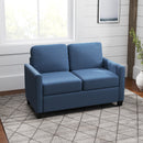 HOMCOM Modern 2 Seater Sofa With Spring Cushion, Back Pillow - Blue/Grey