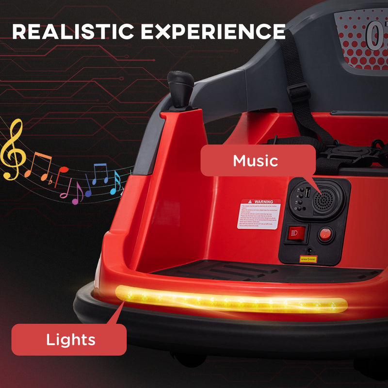 HOMCOM Kids Bumper Car w/ 360-Degree Rotation Spin, Lights, Music - Red