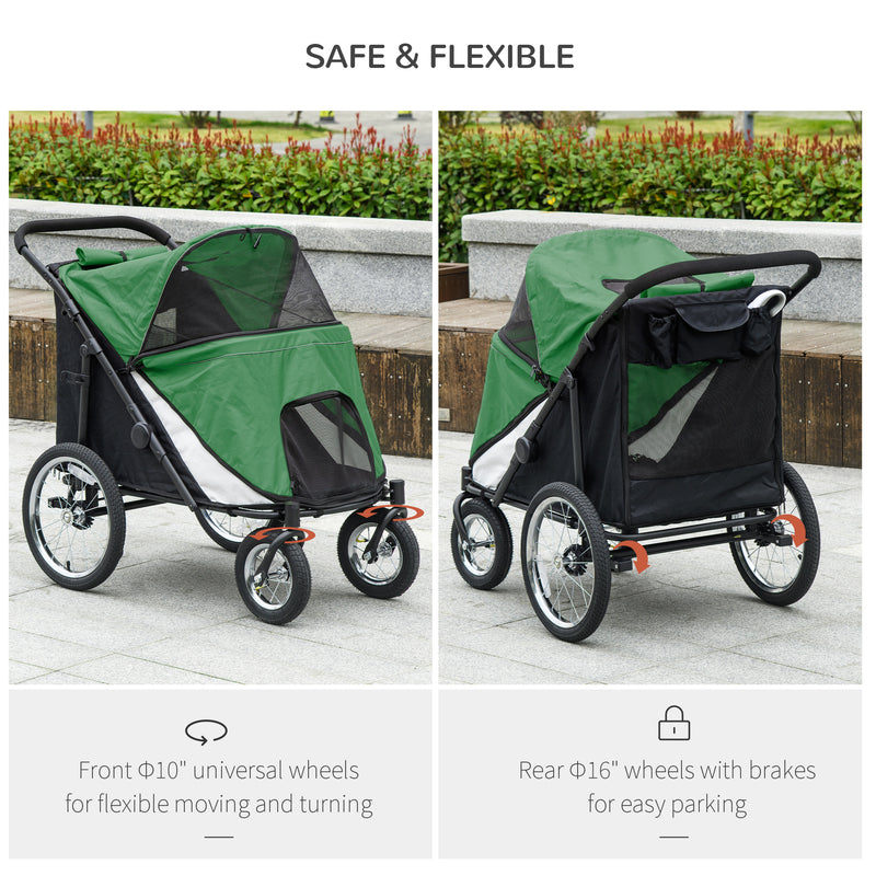 PawHut Foldable Pet Stroller With Cushion, For M, L Dogs