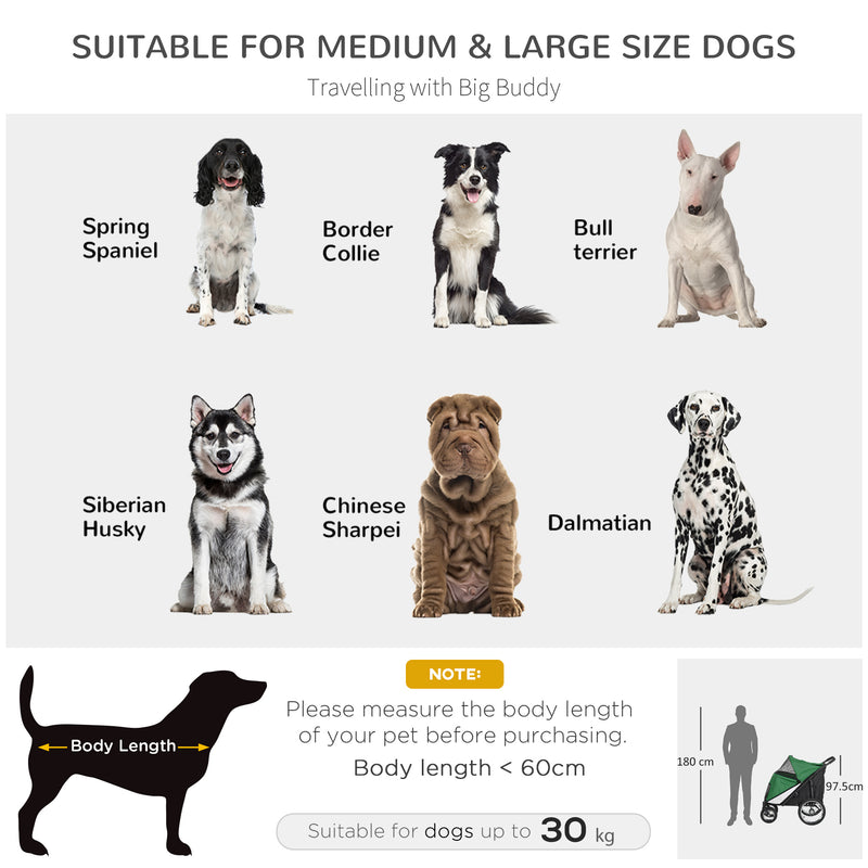 PawHut Foldable Pet Stroller With Cushion, For M, L Dogs