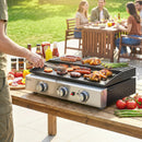 Outsunny 3 Burner Grill Griddle, Tabletop Gas BBQ With Grease Cup, Black