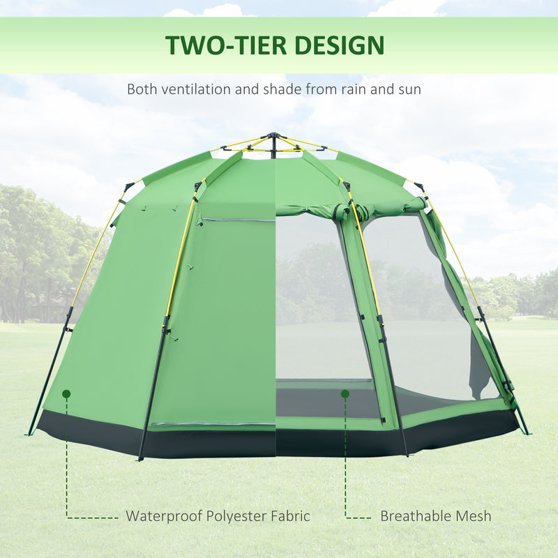 Outsunny 6 Person Pop Up Camping Tent, 2-Tier Design Backpacking Tent