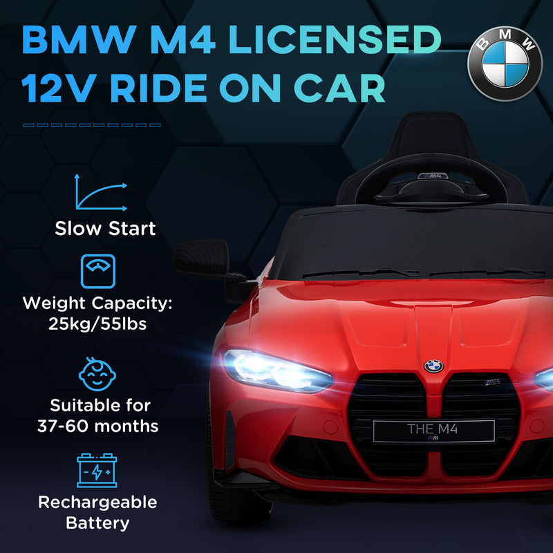 AIYAPLAY 12V Yellow BMW M4 Licensed Kids Electric Car w/ Remote, Suspension