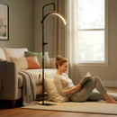 HOMCOM Half Moon Lash Light, Beauty Floor Lamp with Rotatable Head