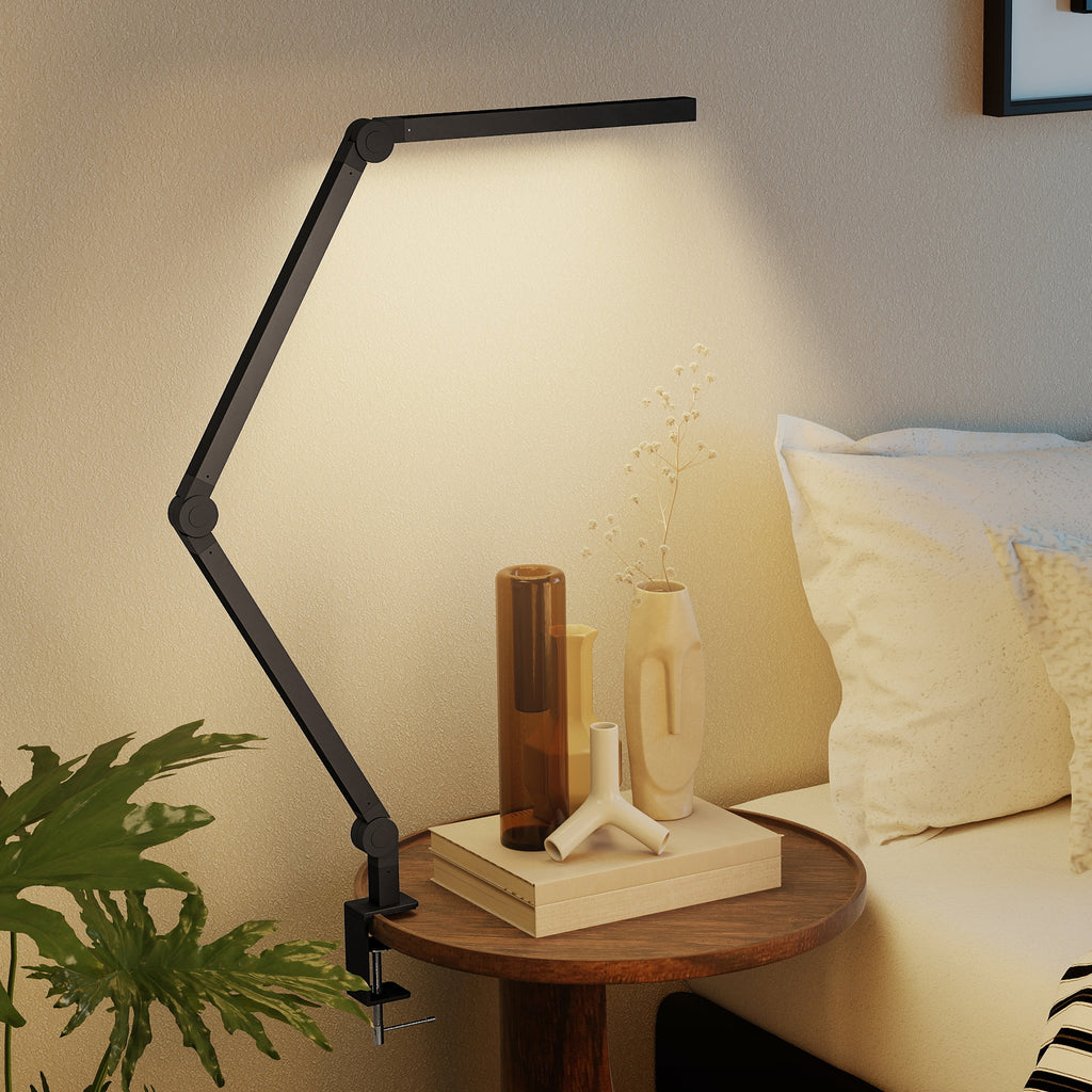 HOMCOM Desk Lamp With Adjustable Swing Arm, Dimmable LED Desk Light, B