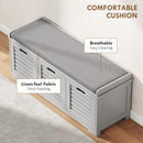 HOMCOM 3-Door Shoe Storage Bench Cushion Seat Slatted Doors