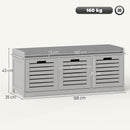 HOMCOM 3-Door Shoe Storage Bench Cushion Seat Slatted Doors