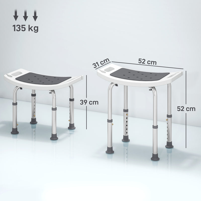 HOMCOM Adjust Aluminium Bath Stool Shower Non-Slip w/ Shower Hole
