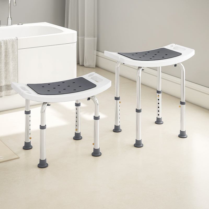 HOMCOM Adjust Aluminium Bath Stool Shower Non-Slip w/ Shower Hole