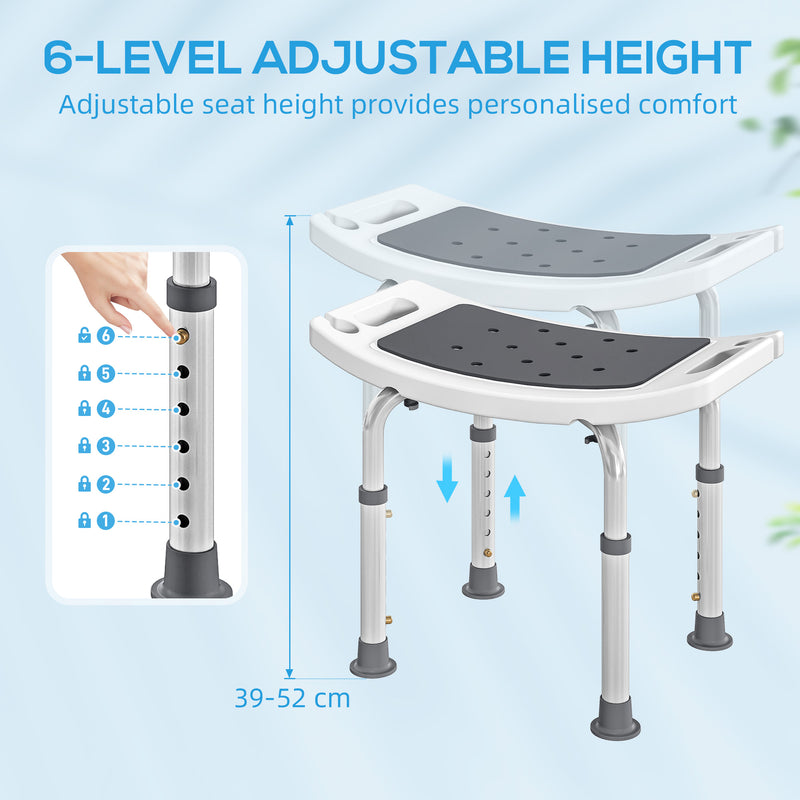 HOMCOM Adjust Aluminium Bath Stool Shower Non-Slip w/ Shower Hole