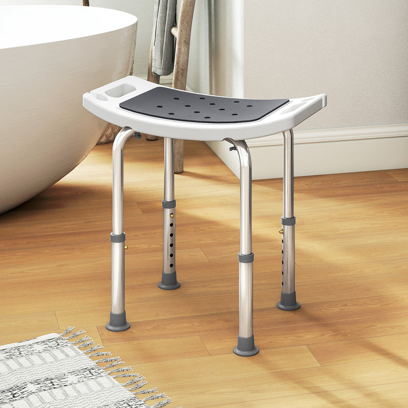 HOMCOM Adjust Aluminium Bath Stool Shower Non-Slip w/ Shower Hole