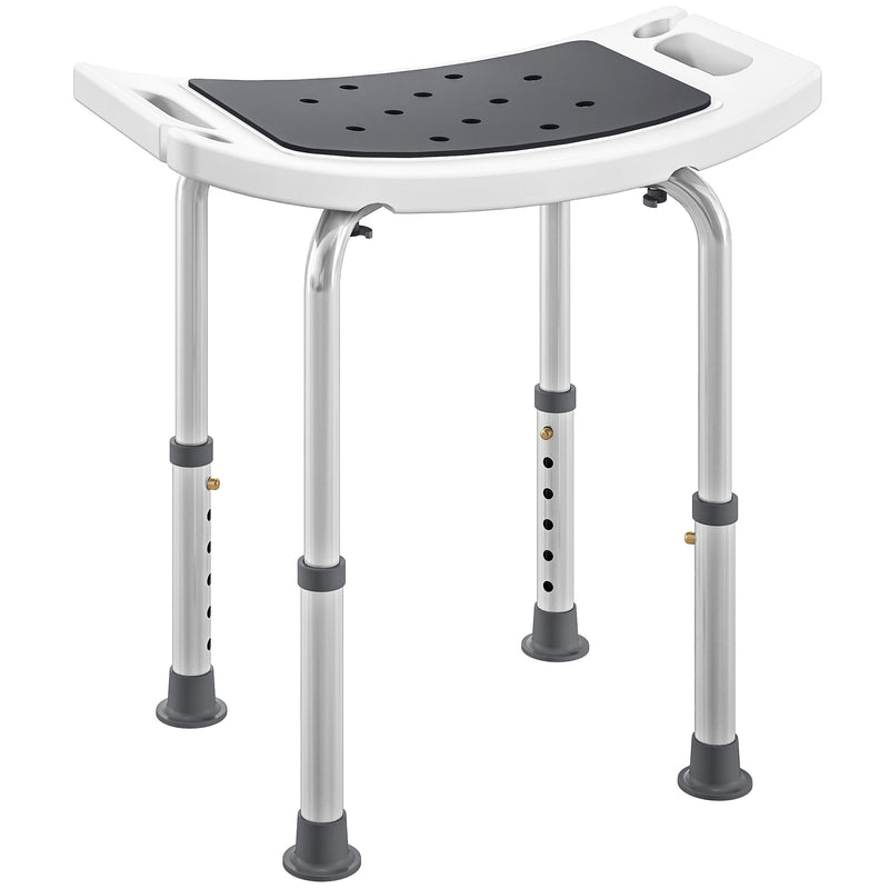 HOMCOM Adjust Aluminium Bath Stool Shower Non-Slip w/ Shower Hole