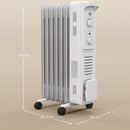 7 Fin Portable Oil Filled Radiator, Electric Heater With Safety Cut Off, White
