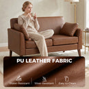 HOMCOM 2 Seater Sofa, 132 cm Modern Small Sofa with Solid Wood Legs, Brown