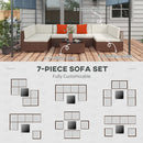 Outsunny 7PC Rattan Garden Furniture Set Coffee Table Buckle Structure